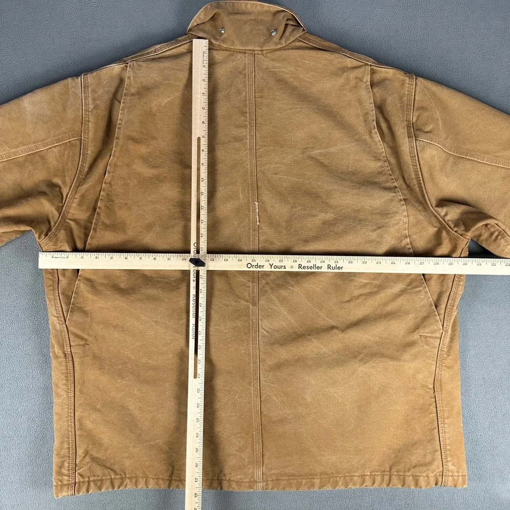 Carhartt Jacket Mens 56 Brown Distressed Canvas Blanket Corduroy Collar C01 BRN